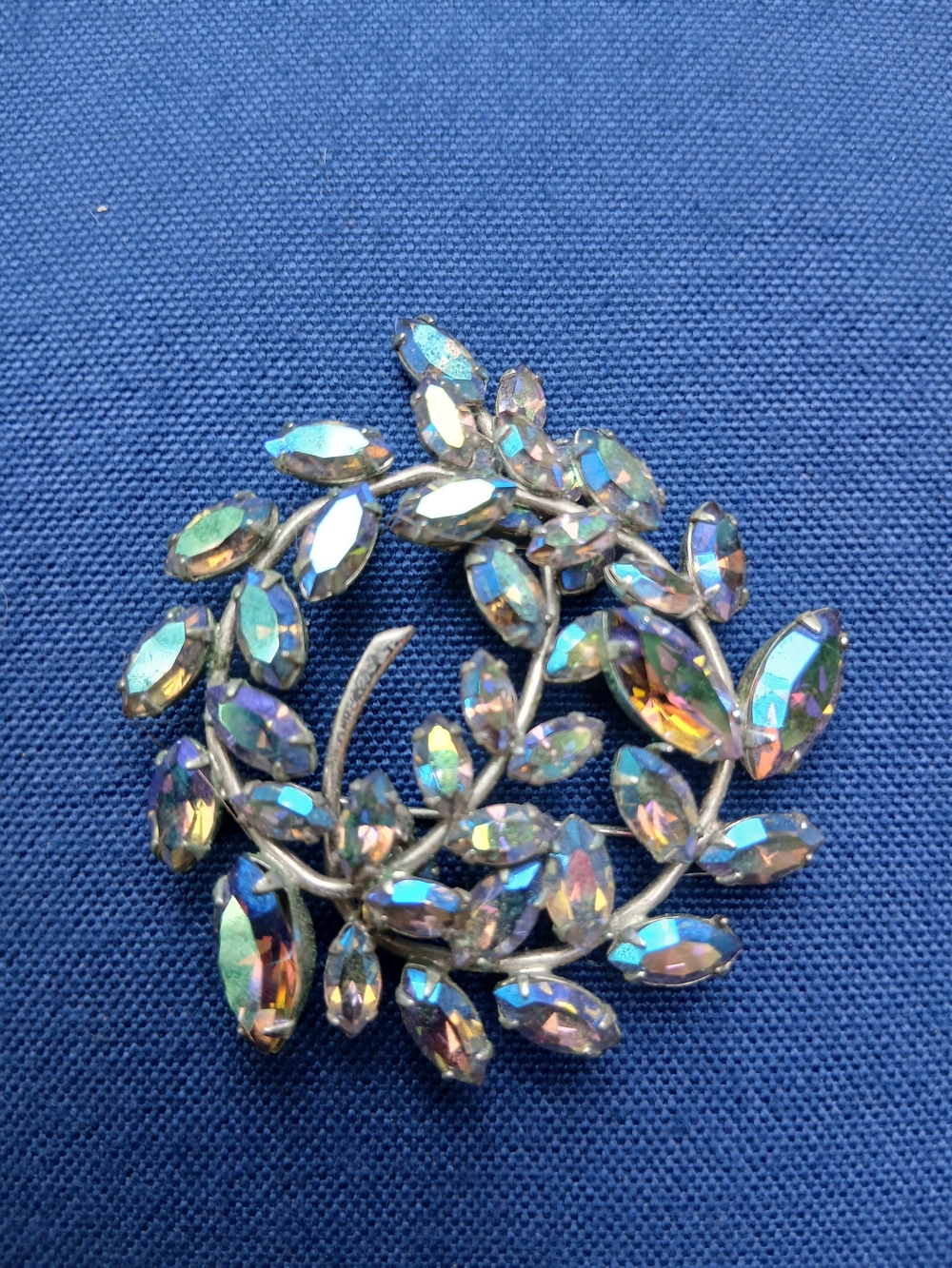 Vintage SHERMAN Signed Brooch With Swarovski AB Crystals